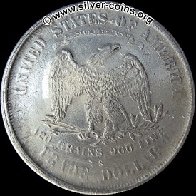 Counterfeit 1885 Silver Trade Dollar Coin - Reverse