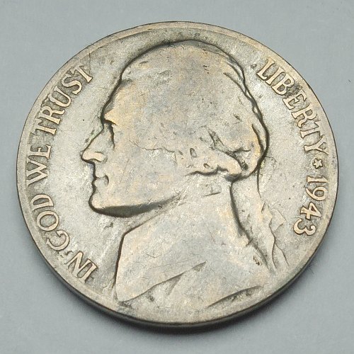 1943 US 5 Cent Nickel - Obverse