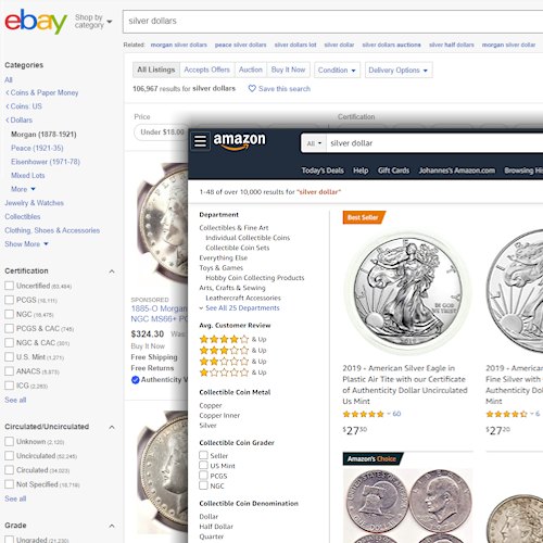 Selling coins online on eBay or Amazon