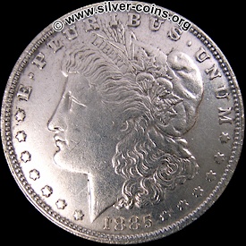 Counterfeit 1885 Morgan Dollar - Obverse