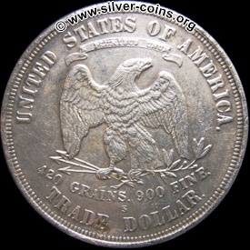 Counterfeit 1885 Silver Trade Dollar Coin - Reverse
